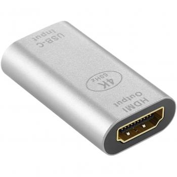 Adaptador USB-C hembra a HDMI hembra 4K Diseño compacto Plata