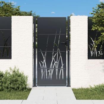 Anthracite Steel Garden Gate 105x180 cm with Grass Design
