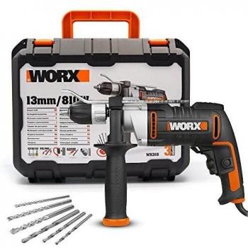 Taladro percutor 810W | Worx | WX318 | 3.000rpm, 48.000ipm, portabrocas de 13mm, control de velocidad variable