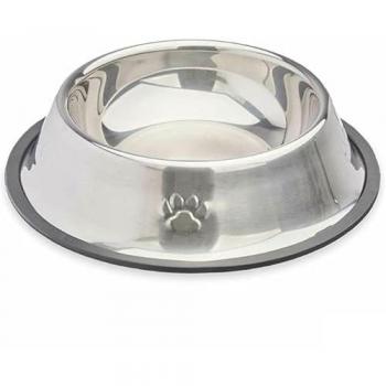 Comedero para Perro Plateado Gris Goma Metal 22 x 6 x 22 cm (12 Unidades) - Alta Calidad