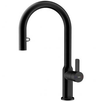 Grifo de cocina Teka OVAL 9382 con caño alto y manguera extraíble, color negro