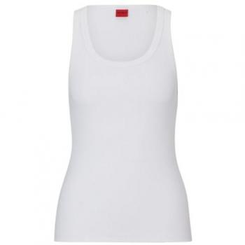 Camiseta sin mangas HUGO Modern Logo blanca slim fit para mujer - L