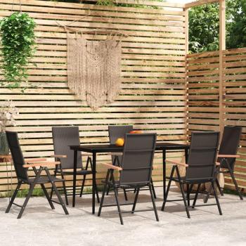 vidaXL 7 Piece Black Garden Dining Set