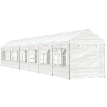 Cenador con techo de polietileno blanco 15,61x2,28x2,69 m