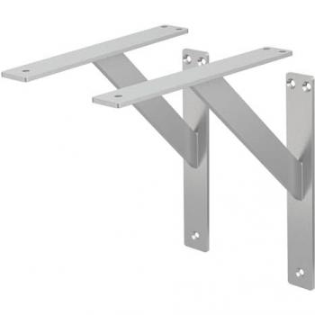 Set de 2 Soportes de Estante Triangulares 240x240 mm Plata de Aluminio Estilo Industrial para Estantería de Pared y Proyectos DIY