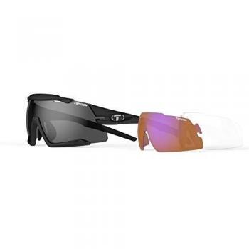 Tifosi Aethon Unisex Performance Sunglasses with 3 Interchangeable Lenses - Matte Black