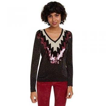Desigual Maka Lurex - Suéter con lentejuelas brillantes para mujer