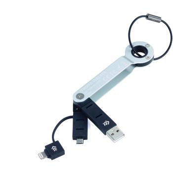 TROIKA WALKER – CBL01/SI – Cable del cargador y cable de transferencia de datos – cable USB – cable micro USB – adaptador Lightning adicional – aluminio – plateado, negro – TROIKA-original