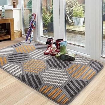 Color G Felpudo de Entrada, Interior Alfombra Antideslizante, Tapete para Puerta Lavable a Máquina, Absorbente para Pasillo, Cocina, Jardín, 80 x 120 cm, Gris