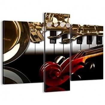 Cuadro sobre lienzo - Impresión de Imagen - Piano claves música instrumentos - 95x80cm - Imagen Impresión - Cuadros Decoracion - Impresión en lienzo - Cuadros Modernos - CB95x80-2679