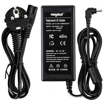 SUNYDEAL Cargador Adaptador Fuente de Alimentación 65W para Portátil ASUS/Toshiba/Lenovo/Medion,19V 3.42A, 5.5 * 2.5mm, Cable de Alimentación,Negro