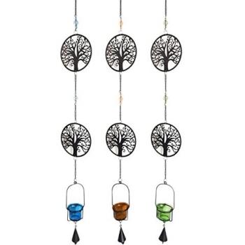 Colgante Árbol de la Vida - Pack 3 Unidades Decorativas en Metal Negro (6x13x105 cm)