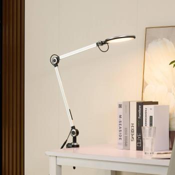 Lámpara de pinza LED Nyxaris, plata, metal, con CCT y dimmer táctil, 52 cm
