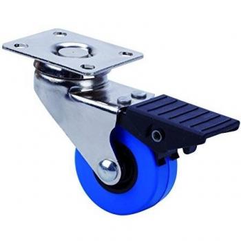 Rueda para Muebles Auxiliares Giratoria con Freno, RUEDAS ALEX - BD PUA, Fijación de Placa, Aro de Poliuretano inyectado blando, Ø 60 mm