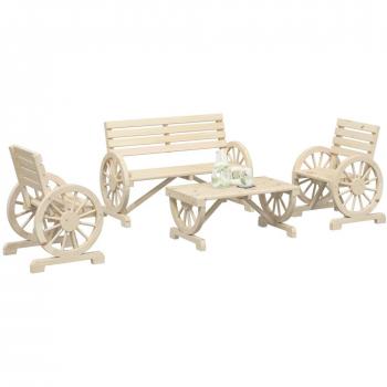 vidaXL 4 Piece Garden Lounge Set Solid Wood Fir