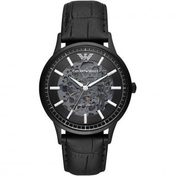 Emporio Armani Renato AR60042 Watch - Features: Quartz movement, stainless steel case, black dial, date display, water resistance up to 50 meters, leather strap