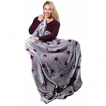 Pink Papaya Manta Polar Supersuave y Acogedora– Mantas para Sofá con Diseño de Estrellas - Tamaño 150 x 200 cm
