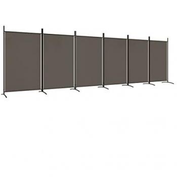 6-Panel Anthracite Fabric Room Divider - 520x180 cm