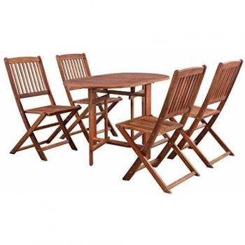 vidaXL Acacia Conjunto Muebles Jardín Plegable Madera Marrón Set Mesa 4 Sillas
