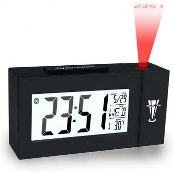Proyector Digital LCD Rotatorio con Despertador, Pantalla de Techo, Reloj 12/24 H y Termómetro para Dormitorios