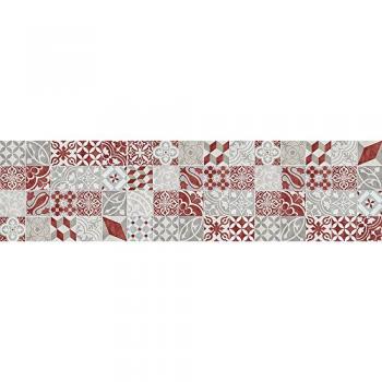 Alfombra de Vinilo Antiguo Roja 66x250 cm estilo Baldosas