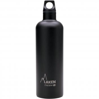 Botella Térmica Laken Futura de Acero Inoxidable 18/8, Aislamiento al Vacío con Doble Pared, Color Negro, Capacidad 750 ml
