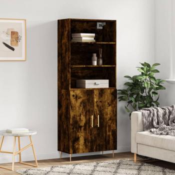 Aparador alto de madera contrachapada en roble ahumado 69,5x34x180 cm