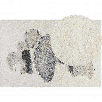 Alfombra Shaggy Abstracta Blanco y Gris 200 x 300 cm Pelo Largo Rectangular