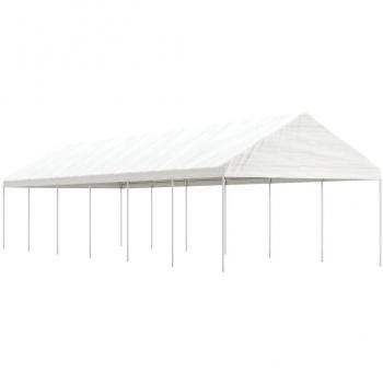Gazebo con techo de polietileno blanco 13.38x4.08x3.22 m