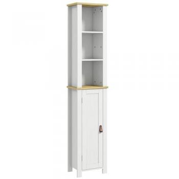 Mueble Auxiliar de Baño Kleankin Columna de Baño Armario con Estantes Abiertos, Puerta y Estante Ajustable, Diseño Anti-vuelco, Dimensiones: 34x23x165 cm, Color Blanco