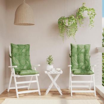Cojines de silla respaldo alto 2 piezas tela Oxford estampado hojas verde