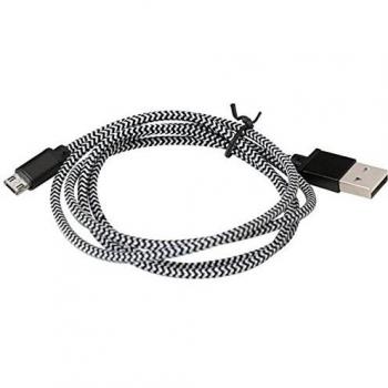 PLATINET CABLE TELA microUSB-USB 1M CAJA NEGRO