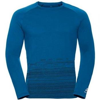 Odlo Alliance - Camiseta de Manga Larga para Hombre, Unzutreffend, Alliance - Camiseta de Manga Larga, Hombre, Color Mykonos Blue - Geometric Print FW19, tamaño Small