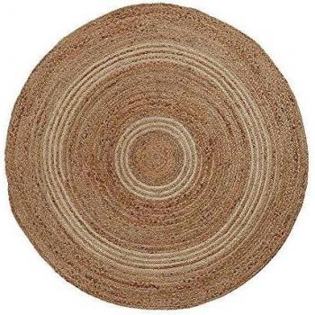 Kave Home - Alfombra Saht Redonda Ø 150 cm de Yute Natural y tenzado de algodón Gris