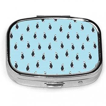 Divertido Puffin Seabird Fashion Square Pill Box Medicina Organizador Titular Píldora de viaje Vitamina Caja decorativa Titular de la caja
