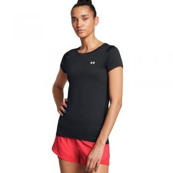 Camiseta Técnica de Malla Under Armour para Mujer, Color Negro, Talla XL, Manga Corta, Poliéster, Multideporte