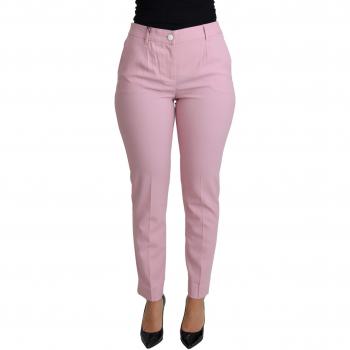 Dolce & Gabbana Pink Virgin Wool Stretch Tapered Trouser Pants - IT36 | XS, Chinos, female, Size: 3XS