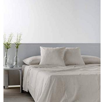NATURALS Encimera de Lino Blanco Óptico Cama 150 cm