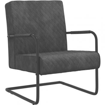 Silla Cantilever de Terciopelo Gris Oscuro