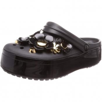 Crocs CB Platform MetallicBlooms Clog U, Zuecos Unisex Adulto, Negro