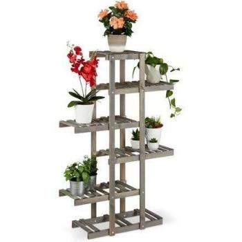 Soporte para Plantas Interior de Madera Gris, 5 Niveles, Estilo Shabby, 125 x 81 x 25 cm
