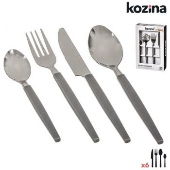 Set de Cubertería Kozina 24 Piezas Acero Inoxidable Gris
