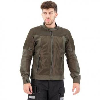 REV'IT! Chaqueta de Moto Vigor 2 Negra y Verde Oliva, chaqueta textil de motocicleta, tamaño S