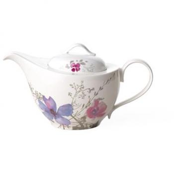 Tetera Villeroy & Boch Mariefleur Gris Basic 1.2L para 6 personas, porcelana premium, apta para lavavajillas
