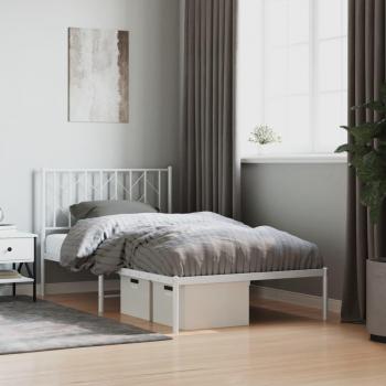 Cama de metal con cabecero blanco 100x190 cm