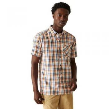 Regatta Men's Durable Mindano VIII Short Sleeve Shirt, New Royal Persimmon Navy Mashmallow Check, Size: M