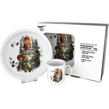TRIPTIS Vajilla Infantil Rapunzel, 3 Piezas, Porcelana, Blanco