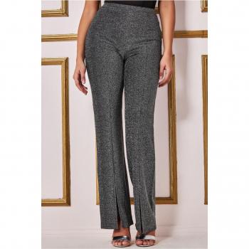 Goddiva Wide Leg Lurex Trouser - Silver - Size 14 UK