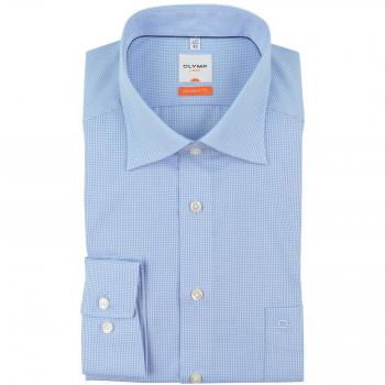 Camisa de Hombre OLYMP Modern Fit Azul, Talla 40, 100% Algodón