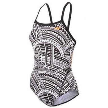 Bañador Zone3 Kona Speed Strap Back Costume negro blanco naranja mujer - XL